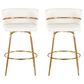 LumiSource Cinch 26" Swivel Counter Stool with White Upholstery in Gold (Set of 2), , large