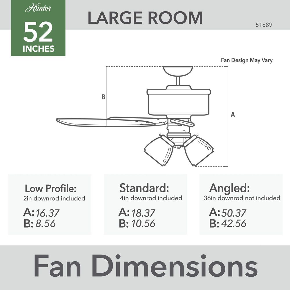 Hunter Lawndale 52&quot; Outdoor Ceiling Fan with LED Lights in Matte Black, , large