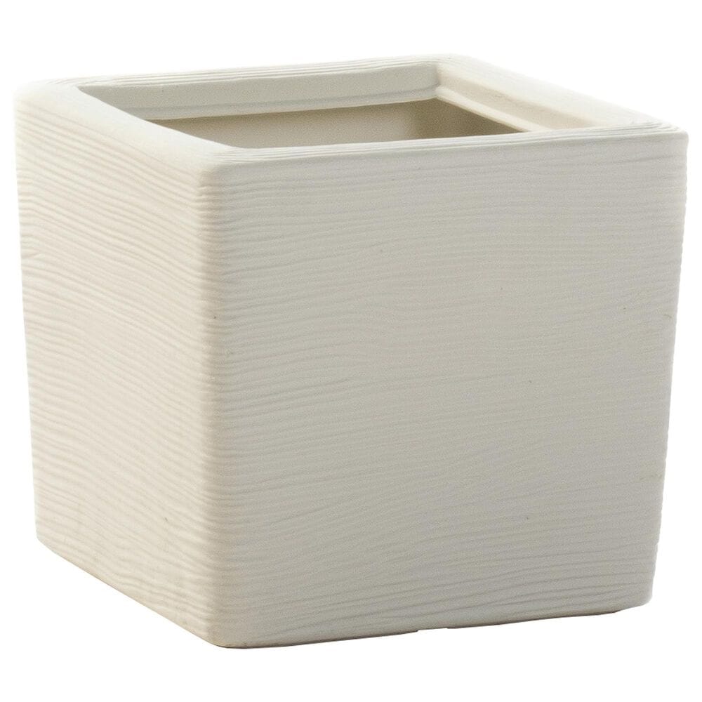 Alfresco Home Shabby Square Patio Planter in Pearl White, , large