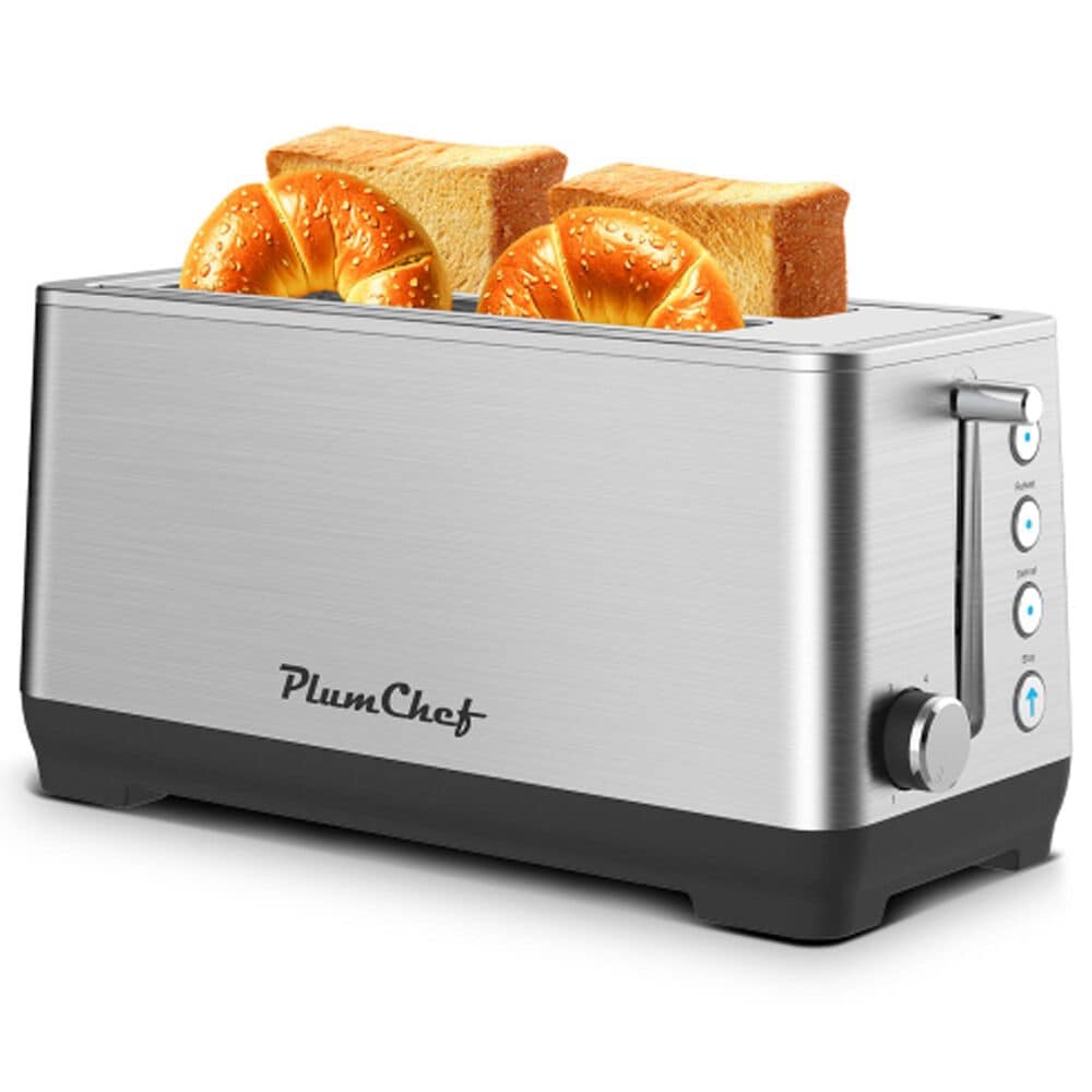 HOMLUX 4-Slice Extra Wide Long Slot Toaster in Silver, , large