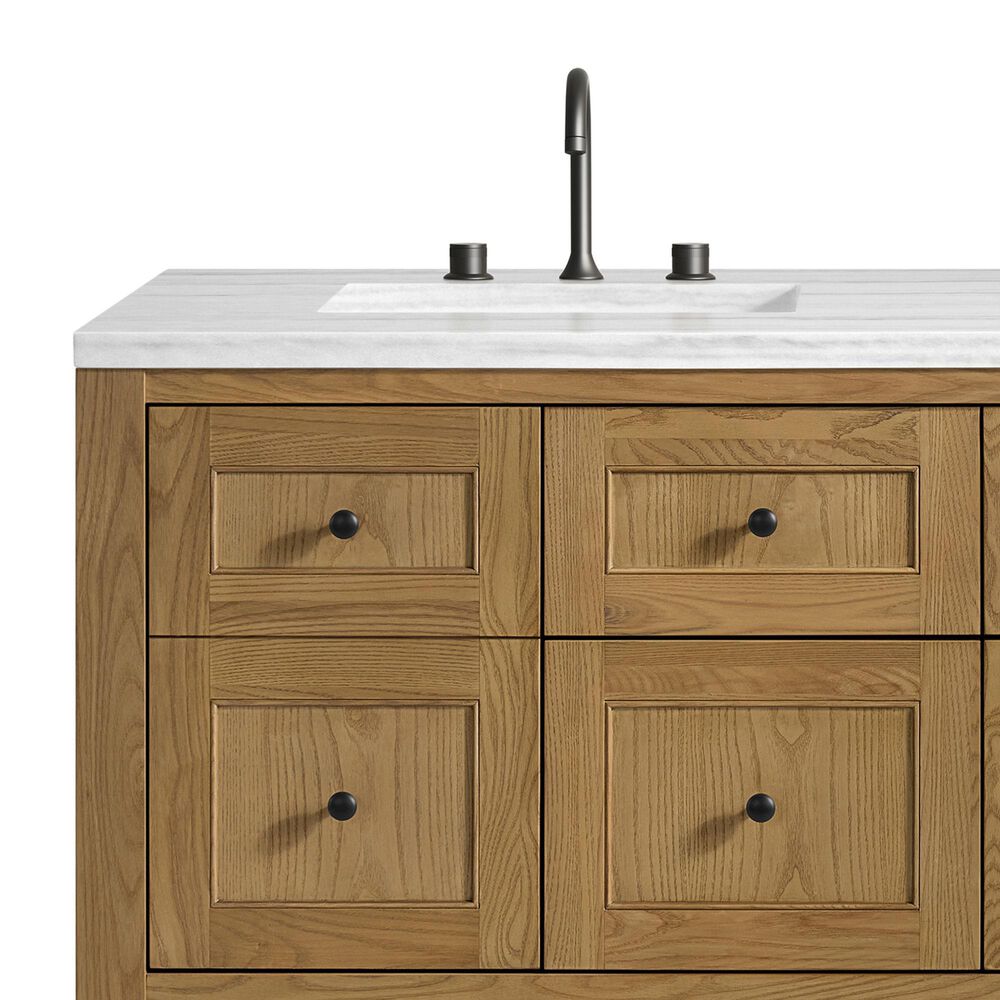 James Martin Vanities Breckenridge 60&quot; Double Bathroom Vanity in Light Natural Oak with 3 cm Arctic Fall Solid Surface Top and Rectangular Sinks, , large