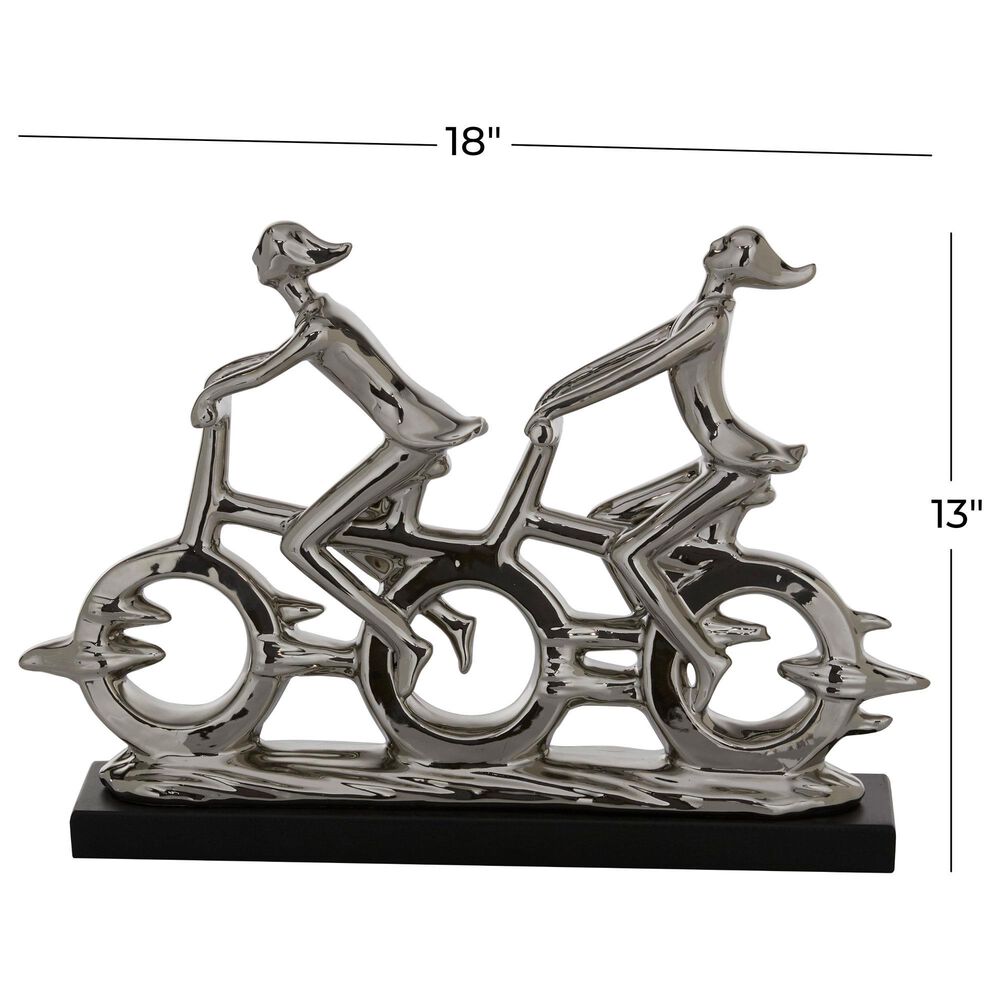 Maple and Jade Dual Rider Bicycle Sculpture in Silver and Black, , large