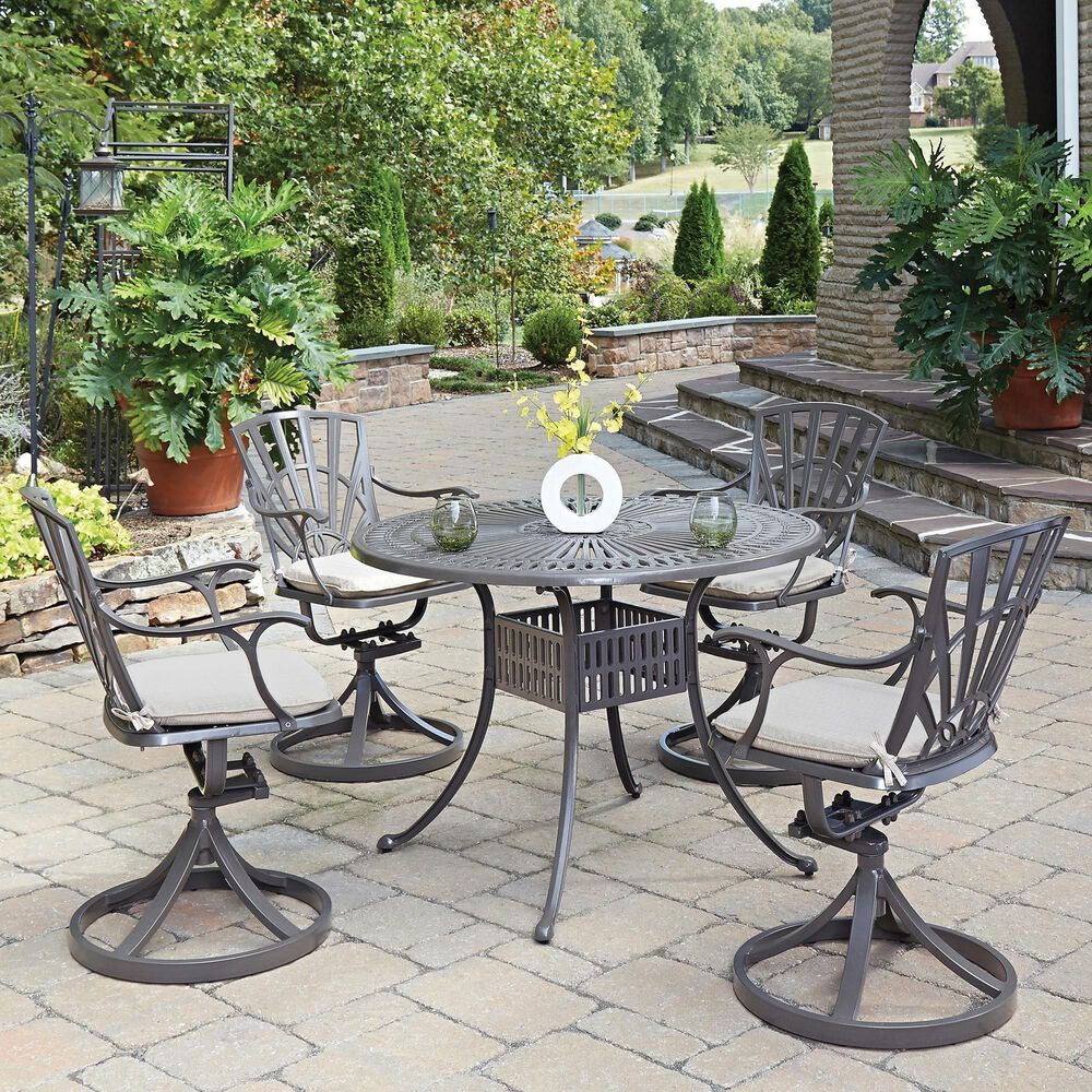 Homestyles Grenada 5-Piece Dining Set with Swivel Chairs in Taupe, , large