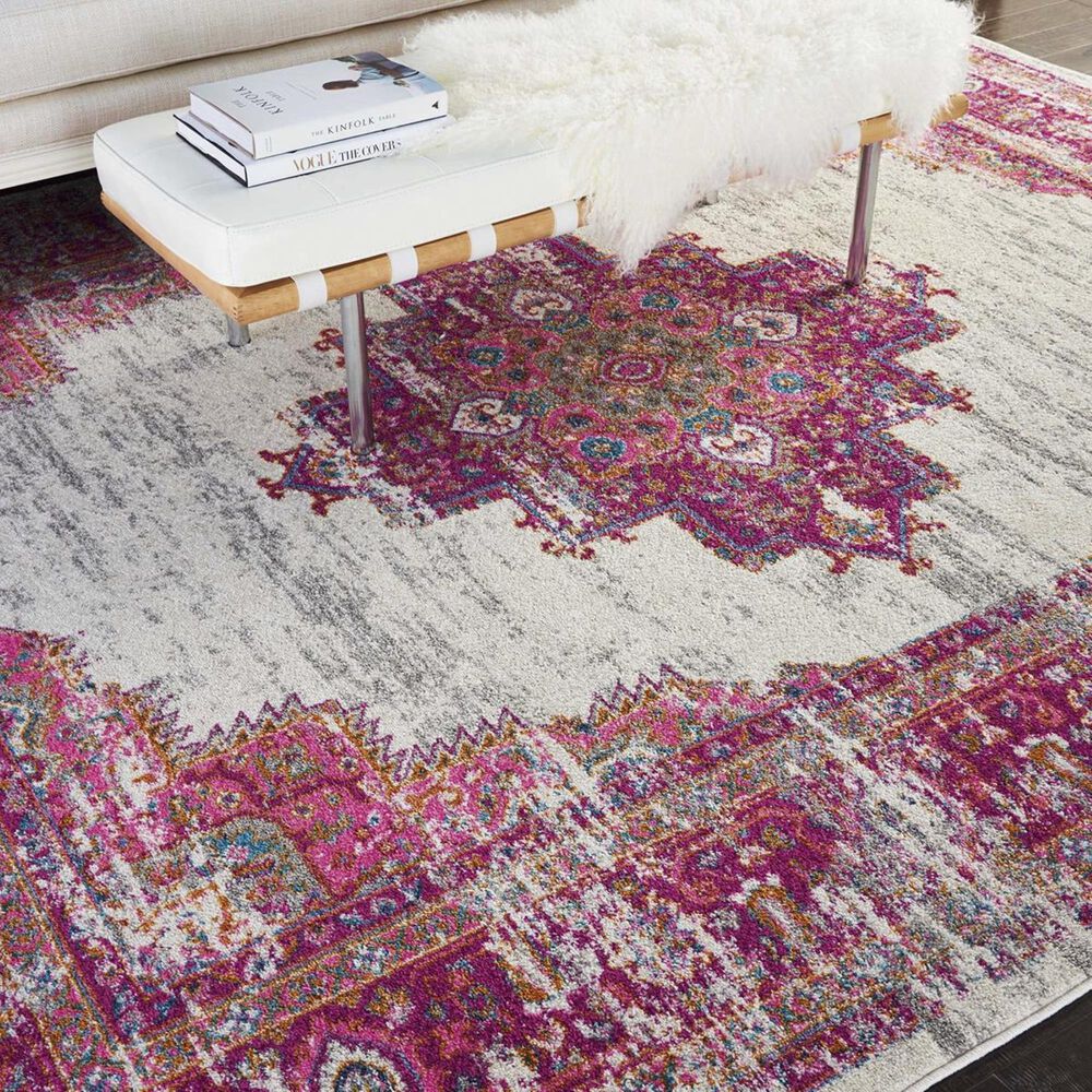 Nourison Passion PSN03 6&#39;7&quot; x 9&#39;6&quot; Ivory and Fuchsia Area Rug, , large