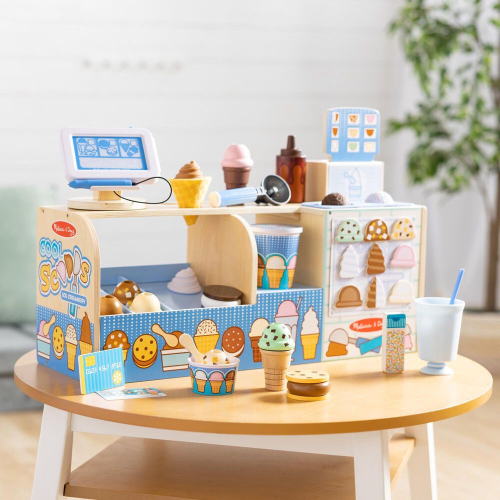Melissa &amp; Doug Wooden Cool Scoops Ice Creamery Play Food Toy, , large