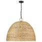 Golden Lighting Rue 8-Light Pendant in Matte Black with Woven Sweet Grass Shade, , large