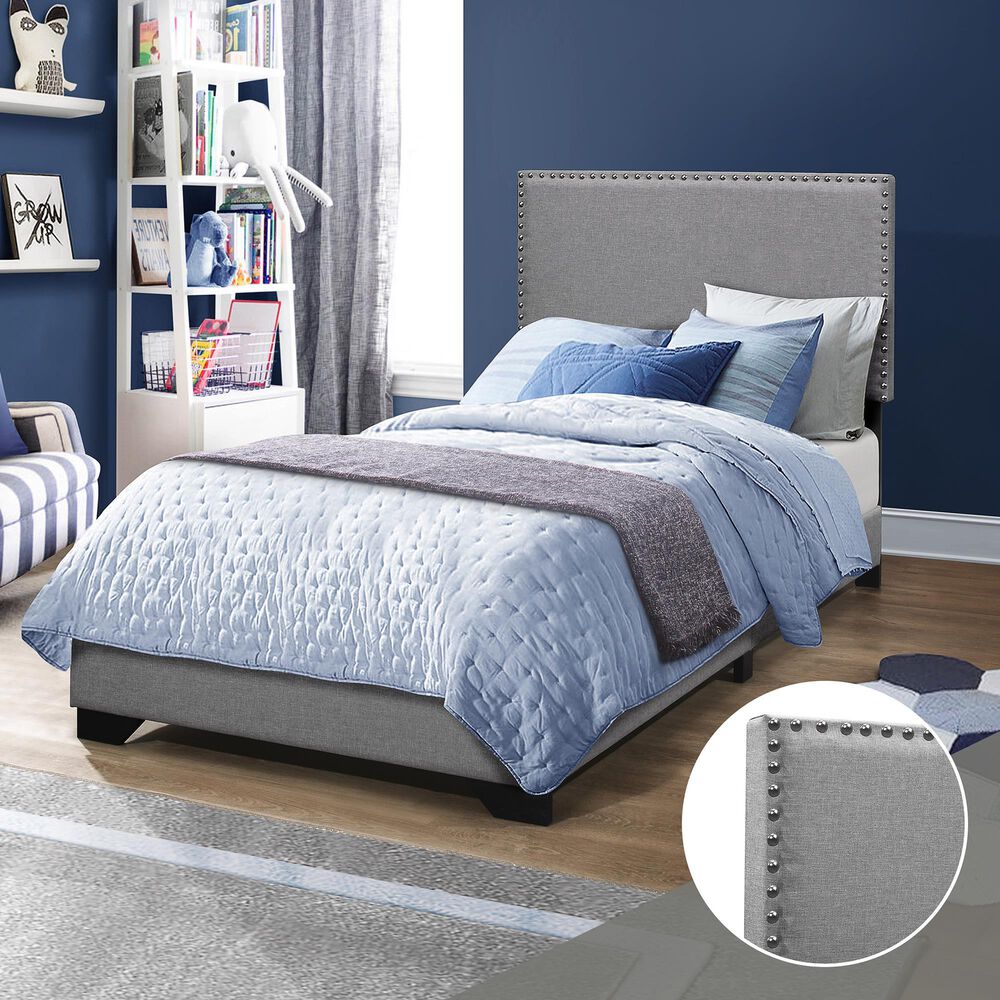 The Monday Company Twin Upholstered Bed in Gray, , large