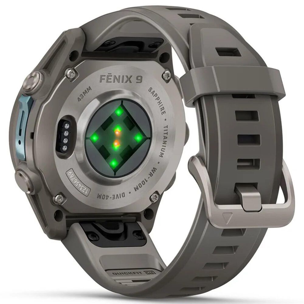 Garmin fenix 9 Smartwatch 43mm Titanium with Pebble Gray Silicone Band, , large