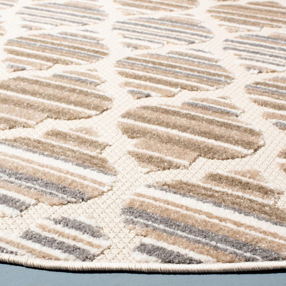 Safavieh Cabana CBN333F 6&#39;7&quot; Round Grey and Ivory Indoor/Outdoor Area Performance Rug, , large