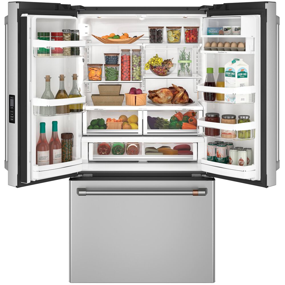 Cafe 23.1 Cu. Ft. Counter-Depth French Door Refrigerator Energy Star in Stainless Steel with Brushed Stainless Handles, , large
