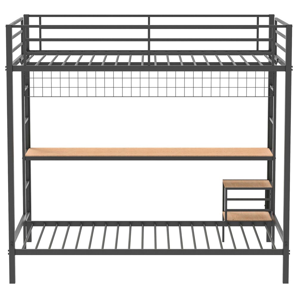 Pacific Landing Bettoni Full Over Twin Bunk Bed in Matte Black, , large