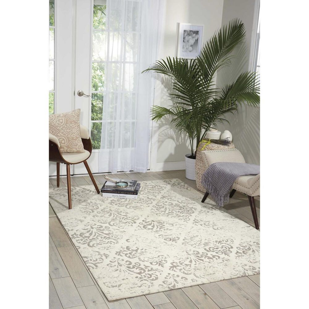 Nourison Damask DAS03 8&#39; x 10&#39; Ivory Area Rug, , large