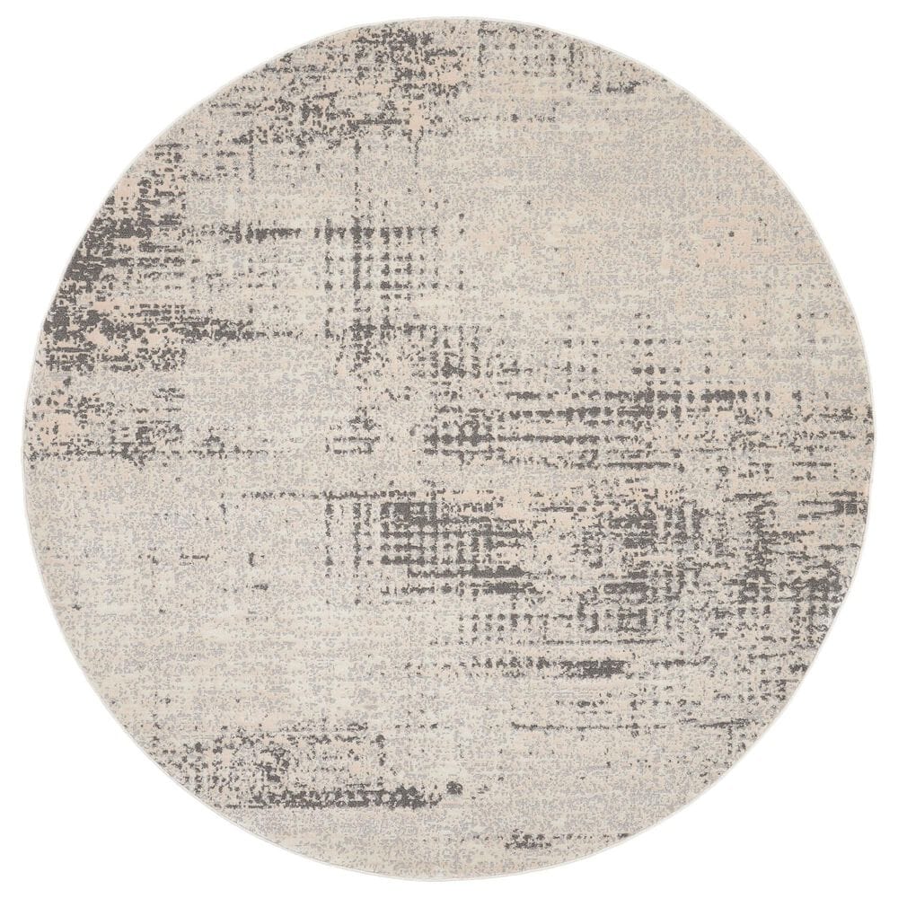 Nourison Rush 6&#39; Round Ivory and Beige Area Rug, , large