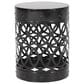 Hearth and Haven Large Cylindrical-Shaped Iron Patio End Table in Black, , large