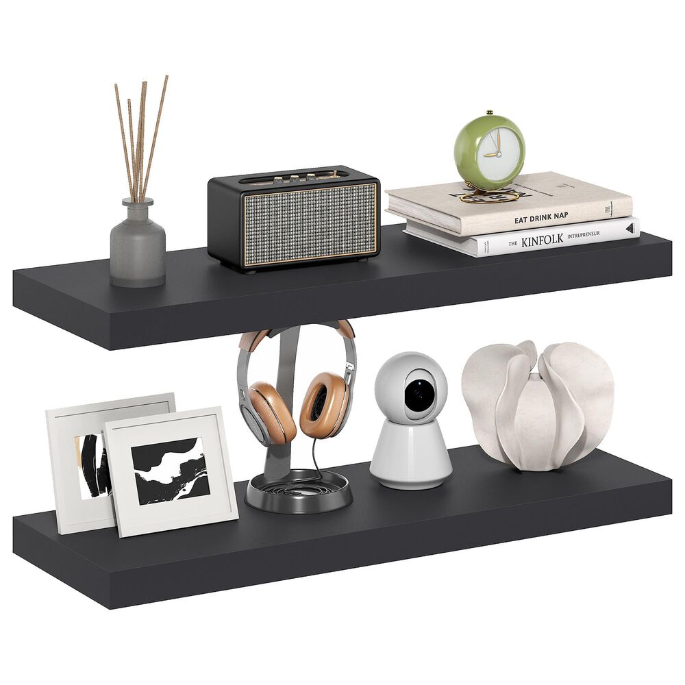 HOMLUX 35" Wall Mounted Floating Shelf with Invisible Brackets in Americano (Set of 2), , large