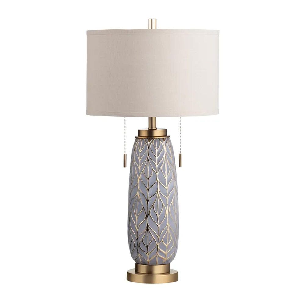 Crestview Collection Nessa Carved Leaves Table Lamp in Blue, , large