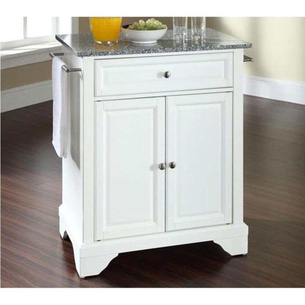 Crosley Furniture Lafayette Solid Granite Top Portable Kitchen Island in White, , large