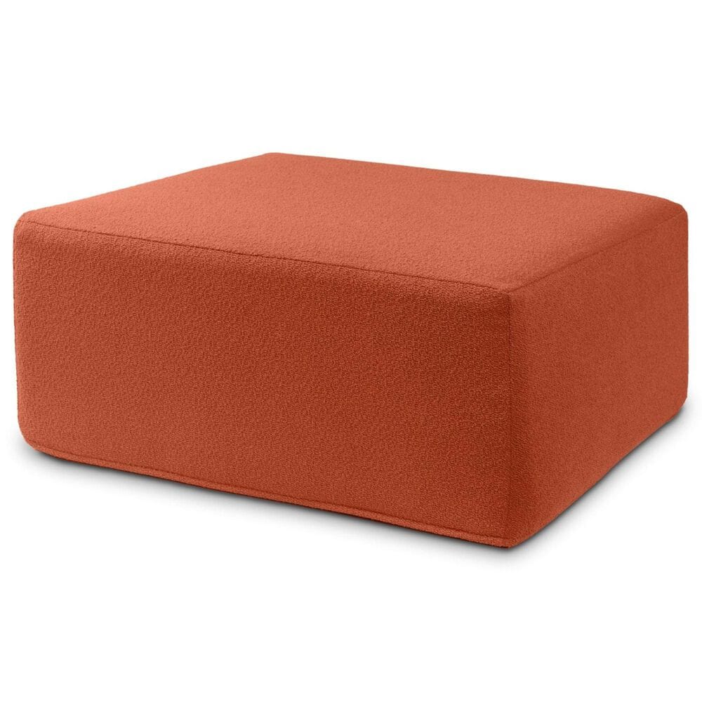 Jaxx Fairlie Boucle Fabric Ottoman in Terra Cotta, , large