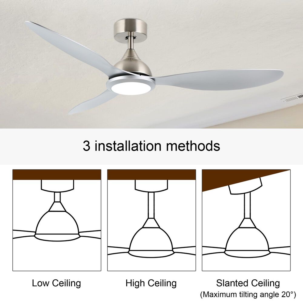 HOMLUX 52" Indoor Ceiling Fan with LED Light in Silver, , large
