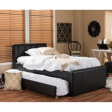 Baxton Studio Cosmo Twin Trundle Bed in Black, , large