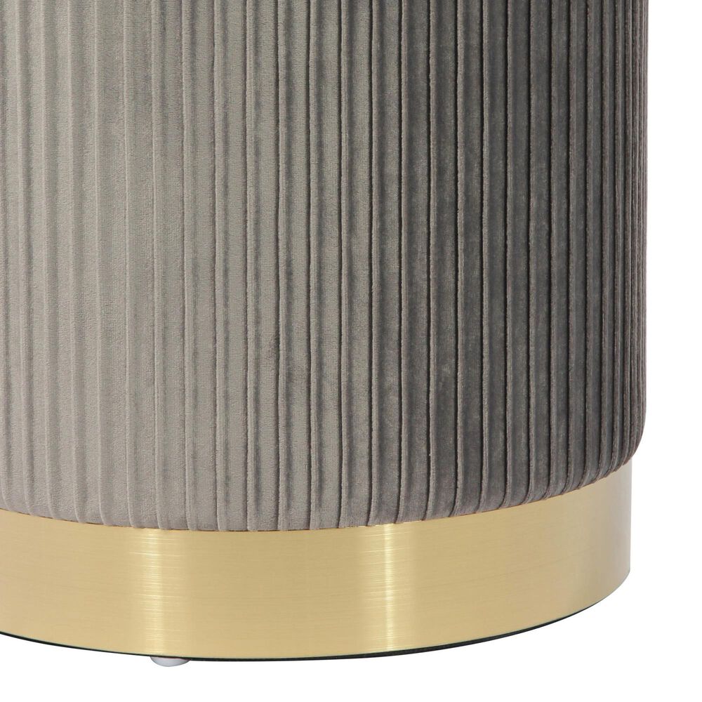 Tov Furniture Zoe Storage Ottoman in Grey Velvet Nebraska Furniture Mart