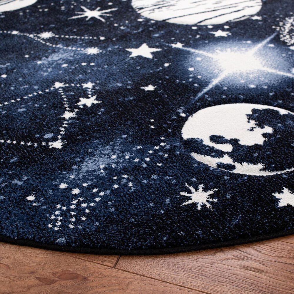 Safavieh Carousel 3&#39; Round Dark Blue and Light Blue Kids Rug, , large