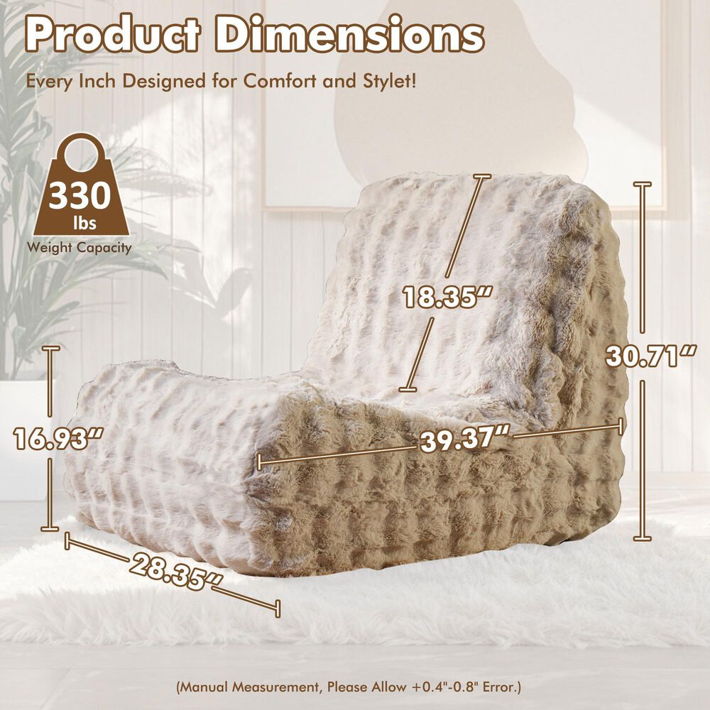 HOMLUX Togo Sofa Bean Bag Chair in Beige, , large