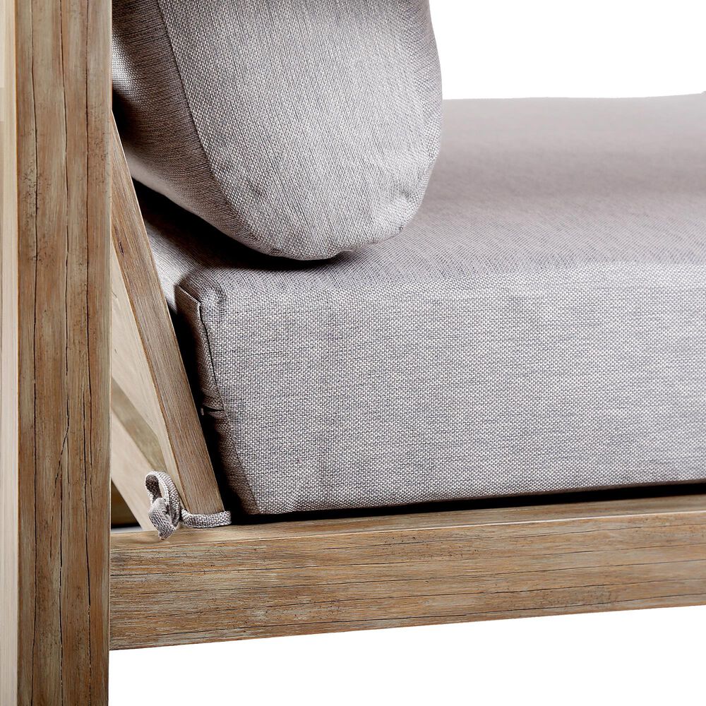 Hearth and Haven Paradise Outdoor Eucalyptus Wood Lounge Chair in Gray, , large