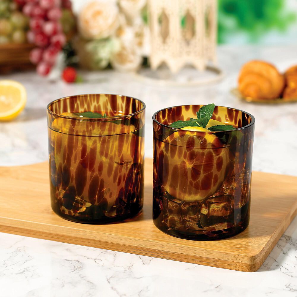 Gifts Plus 10.15 Oz Lowball Glass in Tortoise (Set of 4), , large
