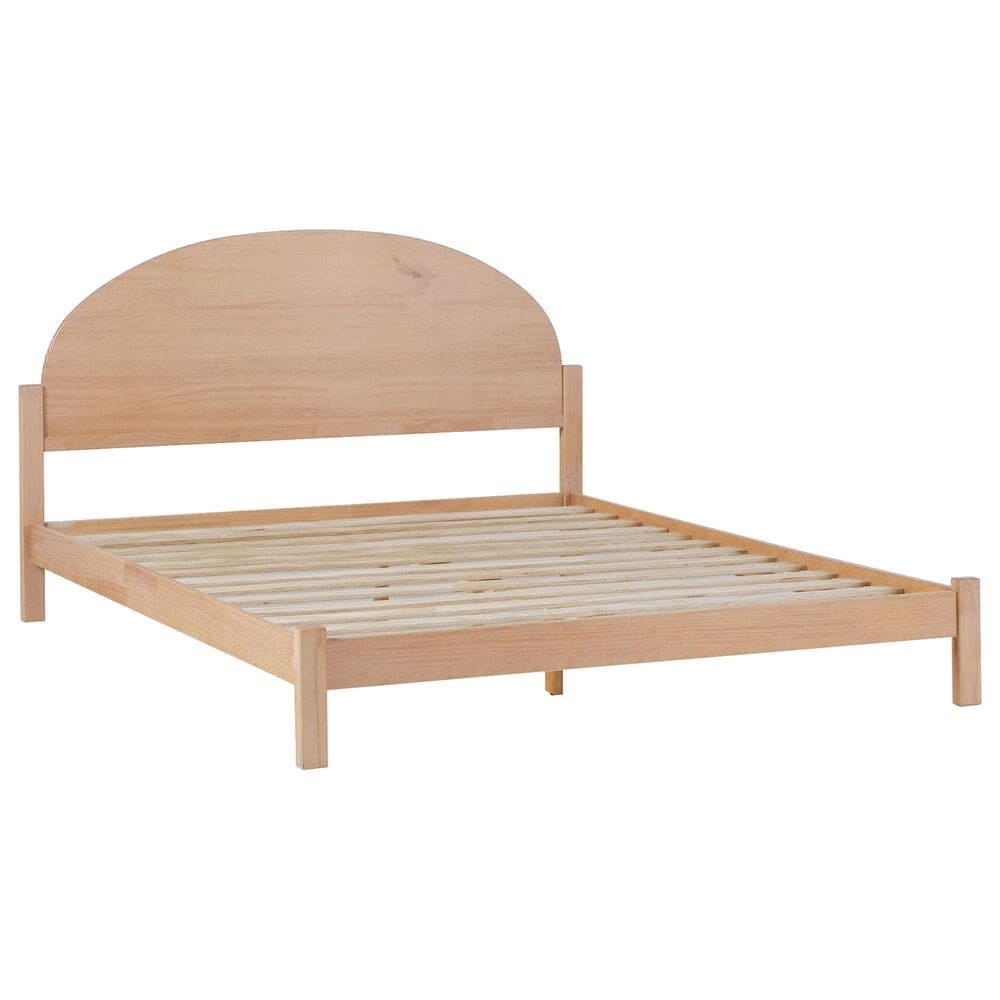 Walker Edison Elias Queen Platform Bed with Arched Headboard in Cerused White, , large