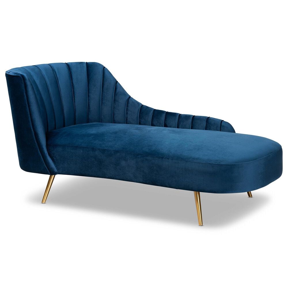 Baxton Studio Kailyn Upholstered Chaise in Navy Blue Velvet, , large