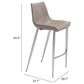 Zuo Modern Magnus Bar Stool in Gray and Silver (Set of 2), , large