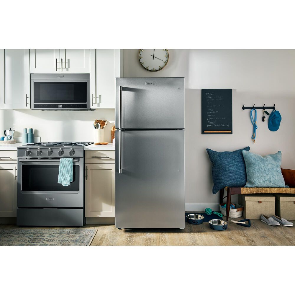 Maytag 19 Cu. Ft. Top Freezer Refrigerator with Garage Mode in Fingerprint-Resistant Stainless Steel, , large