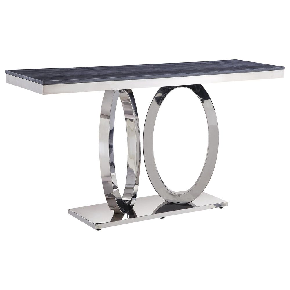 Gunnison Co. Zasir Sofa Table in Gray Cultured Marble and Silver, , large