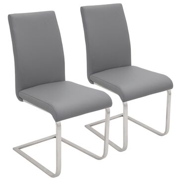Lumisource Foster Dining Chair in Grey/Stainless Steel (Set of 2), , large