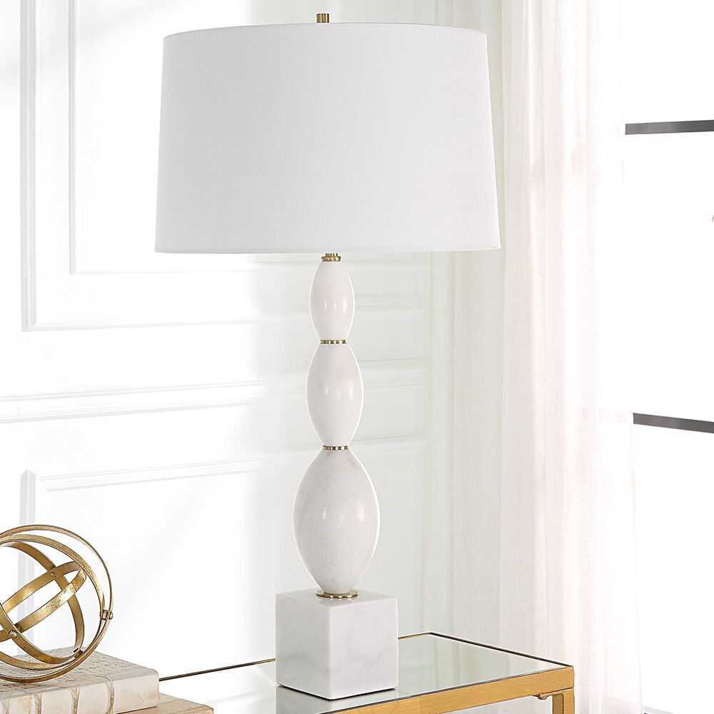 Uttermost Regalia Table Lamp in Beaded White and Antique Brushed Brass, , large