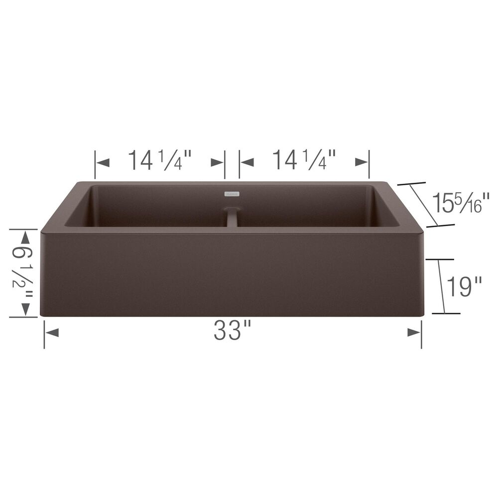 Blanco Vintera 33&quot; Equal Double Apron Farmhouse Sink in Cafe, , large
