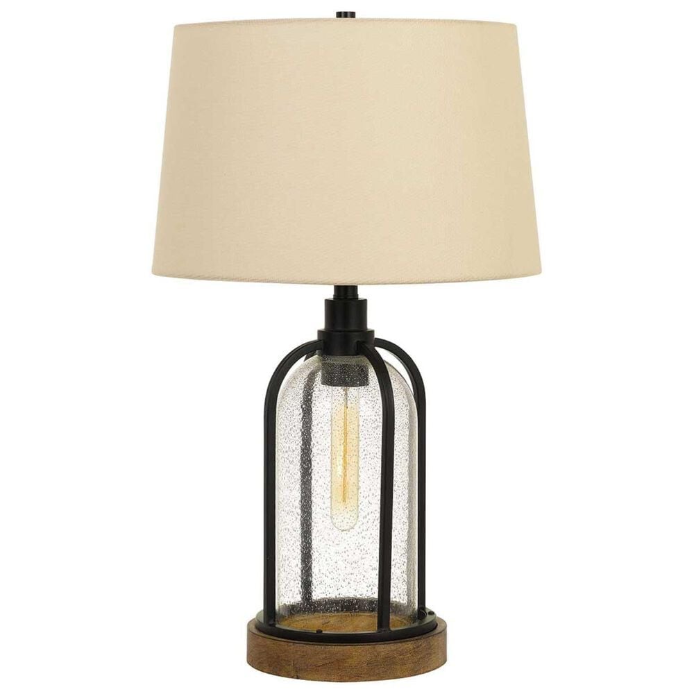 Cal Lighting Ciney Table Lamp in Black and Wood, , large