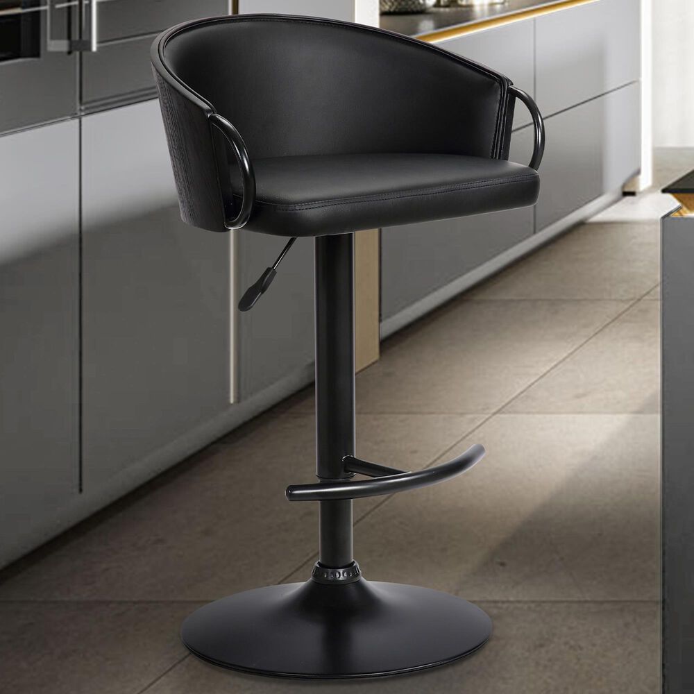 Blue River Montego Adjustable Swivel Barstool in Black, , large