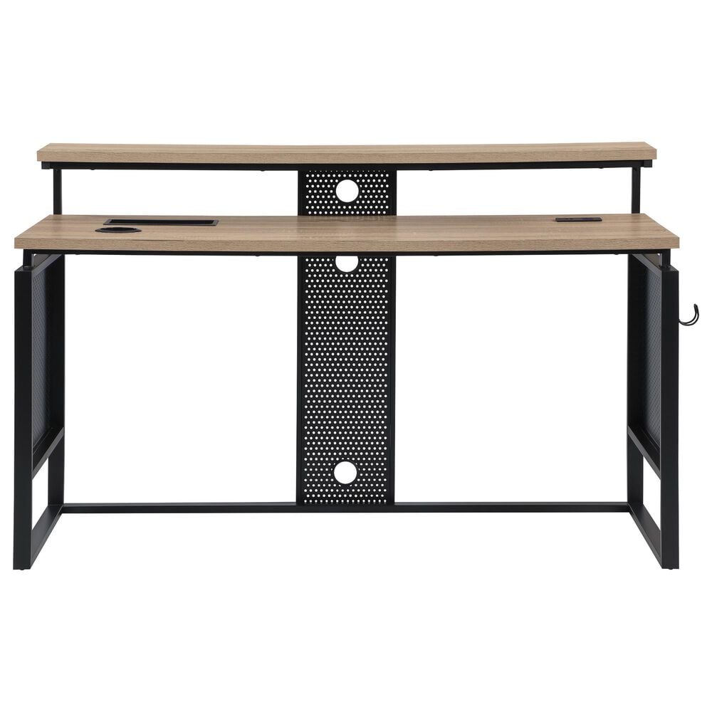 OSP Home Ace 2-Piece Desk with Hutch and Bookcase in River Oak and Black, , large
