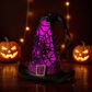 The Gerson Company 9.75"H Battery-Operated Lighted Spinning Smoky Water Globe Witch Hat in Black, , large