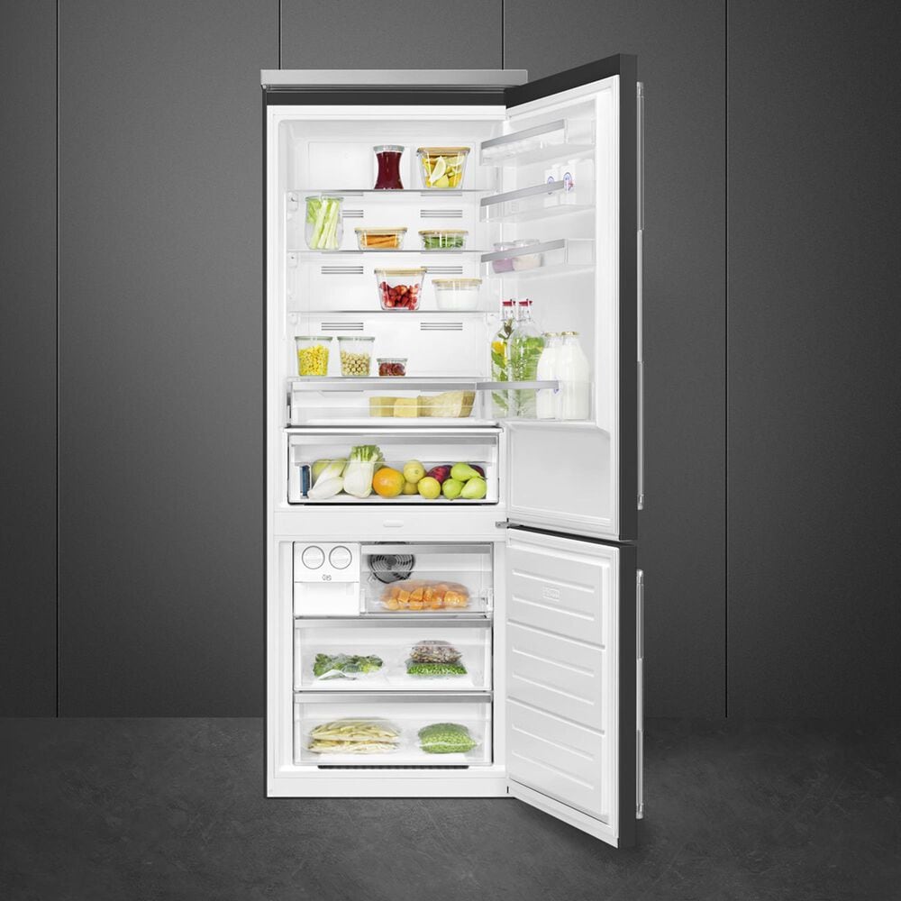SMEG 16.28 Cu. Ft. Freestanding Bottom Freezer Refrigerator in Matte Black, , large