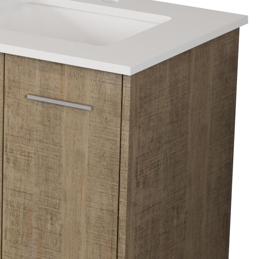 Lexora Home Lancy 60" Double Bathroom Vanity in Rustic Acacia with 2 cm White Cultured Marble Top and Rectangular Sinks, , large
