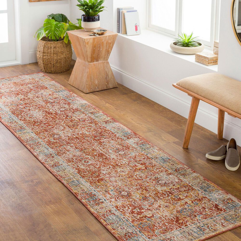 Surya Aspendos 2&#39;7&quot; x 10&#39; Rust, Burgandy, Dusty Pink, Blue, Mustard, Taupe, Gray, Black and Cream Runner, , large