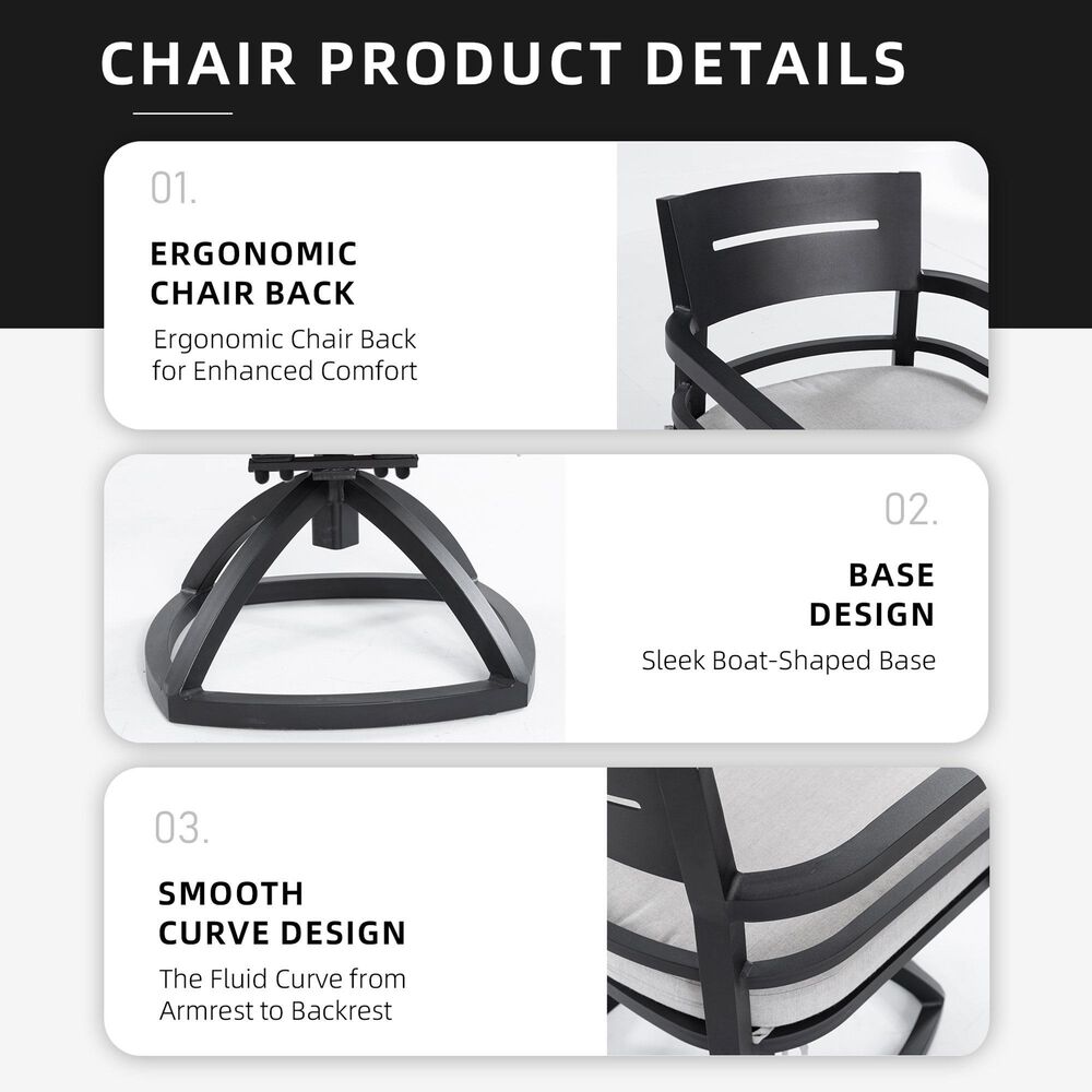 Hearth and Haven Patio Swivel Rocker Chair with Cushion in Ember Black (Set of 2), , large