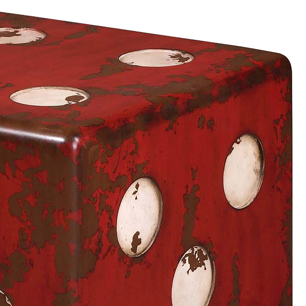 Uttermost Dice Accent End Table in Burnt Red and Antiqued Ivory, , large