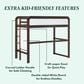 Walker Edison Adyn Twin Loft Bunk Bed with Ladder in Walnut, , large
