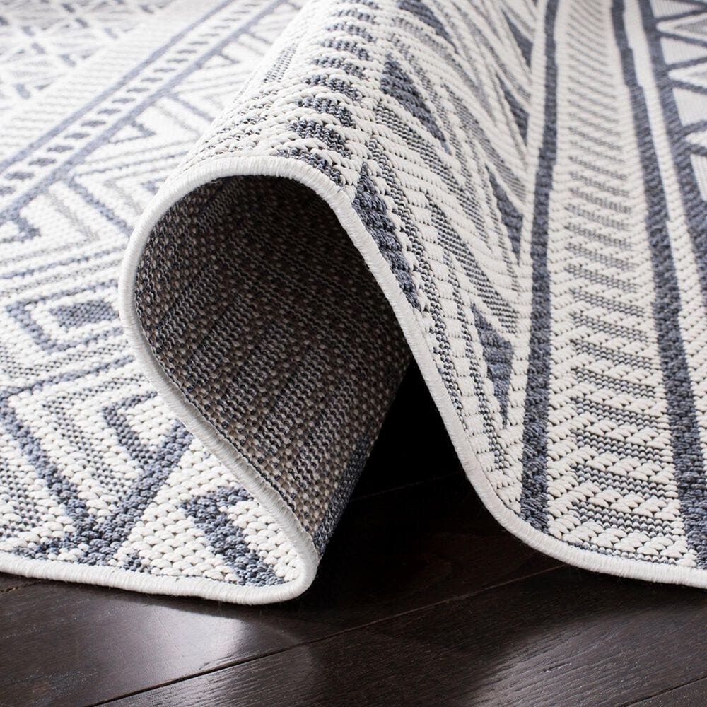 Safavieh Bermuda 5&#39; Round Cream and Navy Indoor/Outdoor Area Performance Rug, , large