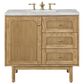James Martin Vanities Laurent 36" Single Bathroom Vanity in Light Natural Oak with 3 cm Victorian Silver Quartz Top and Rectangular Sink, , large