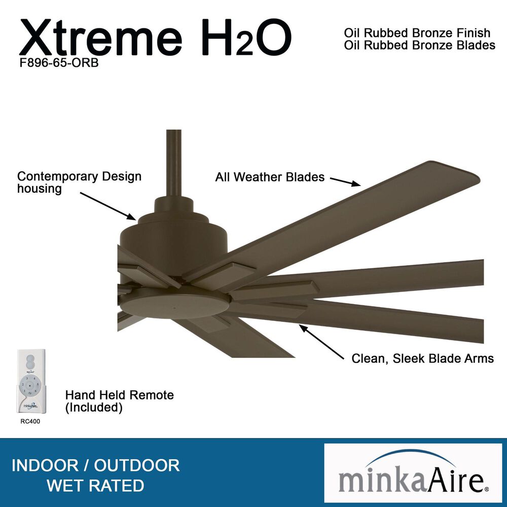 Minka-Aire Xtreme H2O 65" Indoor/Outdoor Ceiling Fan in Oil Rubbed Bronze, , large